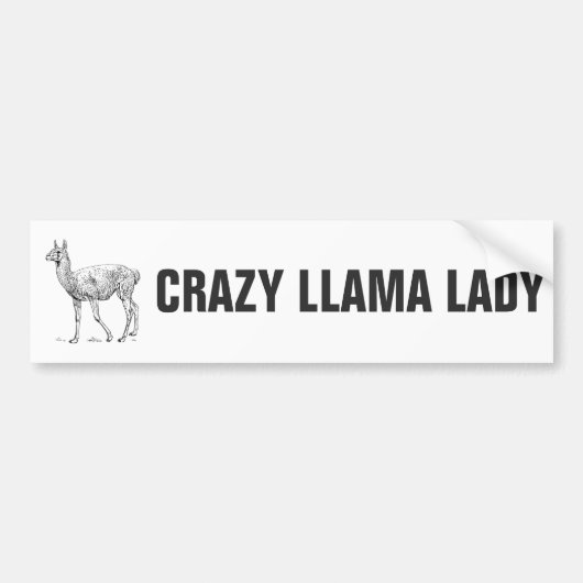 Crazy Llama Lady Bumpersticker (Voorkant)