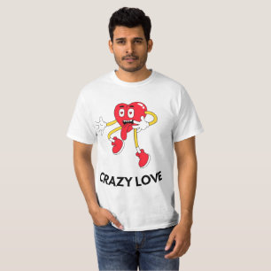 Crazy Love Hart Mascotte Heren T-Shirt Leuk Carto