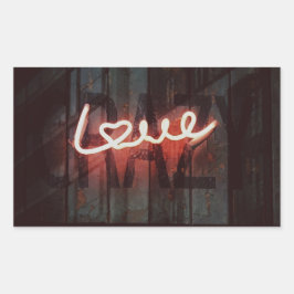 Crazy Love neon, teken Rechthoekige Sticker