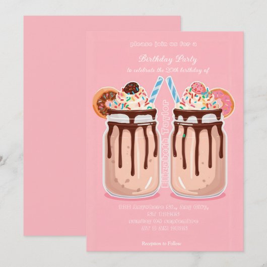Crazy Milkshake Party Invitation – Colorful Sweet  (Devant / Derrière)