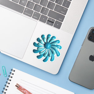 Crazy MOD Blauwe Madelief Bloem Bruiloft Decoratie Sticker
