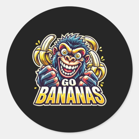 Crazy Monkey Gaat Bananen Sticker (Voorkant)