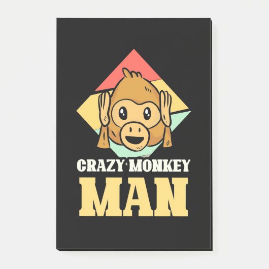 Crazy Monkey Man Post-it® Notes (Voorkant)