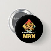 Crazy Monkey Man Ronde Button 5,7 Cm (Voorkant /achterkant)