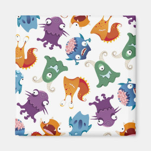 Crazy Monsters Fun Colorful Patronen voor kinderen Magneet
