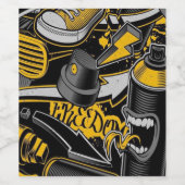 Crazy Music Black Yellow Graffiti Spay all star Wijn Etiket (Enkel label)