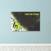 CRAZY MUSICAL NOTES Bar Mitzvah Inlogbord Canvas Afdruk (Insitu (Houten vloer))