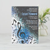 CRAZY MUSICAL NOTES Bar Mitzvah Invitation Kaart (Staand voorkant)