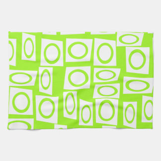 Crazy Neon Lime Green Fun Cirkel Square Patroon Theedoek
