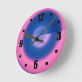 Crazy Neon rose et bleu rond mur horloge (Angle)