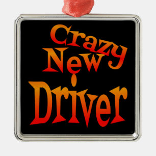 Crazy New Driver Attentie Metalen Ornament