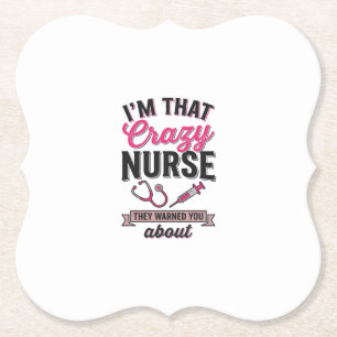 Crazy Nurse Citaat Vintage Gravure Shirt Ontwerp_1 Kartonnen Onderzetters