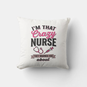 Crazy Nurse Citaat Vintage Gravure Shirt Ontwerp_1 Kussen
