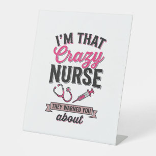Crazy Nurse Quote Vintage Gravure Shirt Ontwerp_1 Reclamebord Met Voetstuk