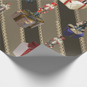 Crazy Nutcrackers Staande op Gifts Brown Cadeaupapier