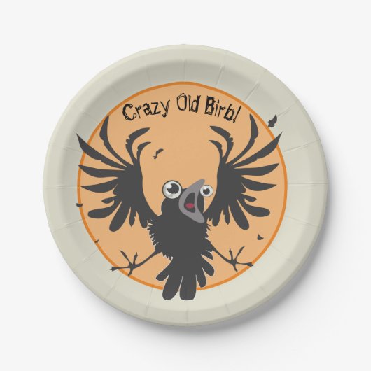 Crazy Old Birb Raven Papieren Bordje (Voorkant)