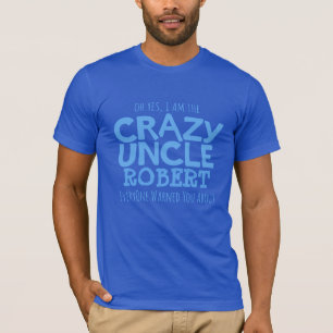 Crazy oom noemde blauwe typografische slogan t-shi t-shirt
