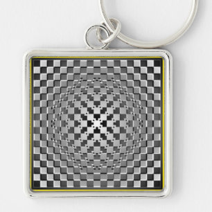 Crazy Optical Illusion - Morphing Metal Square Sleutelhanger