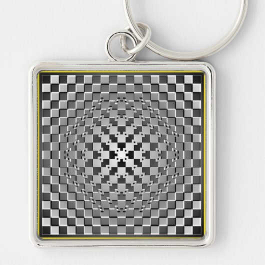 Crazy Optical Illusion - Morphing Metal Square Sleutelhanger (Voorkant)