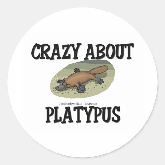 Crazy Over Platypus Ronde Sticker (Voorkant)