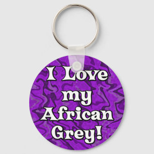 Crazy Paars I Love my African Grey Sleutelhanger