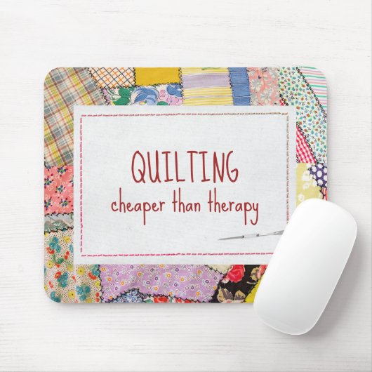 Crazy Patchwork Quilt met leuke quote Muismat (Met muis)