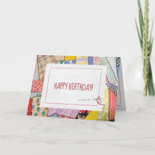 Crazy Patchwork Quilt voor Verjaardag Kaart