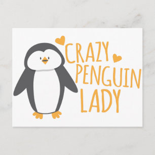 Crazy Penguin Lady Briefkaart