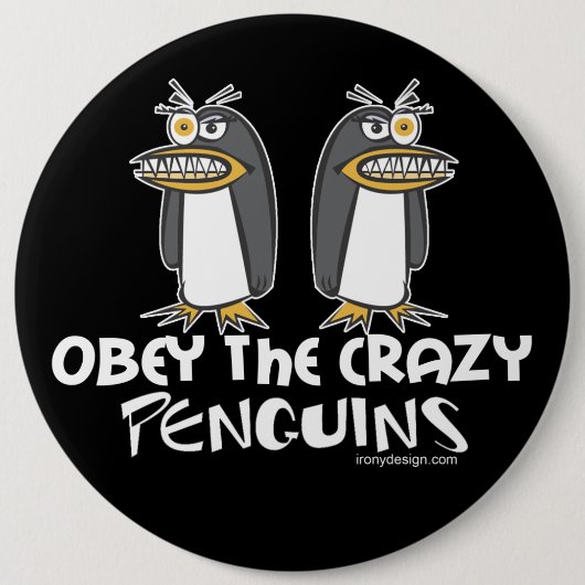 Crazy Penguins Ronde Button 6,0 Cm (Voorkant)