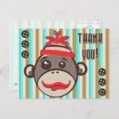 Crazy Pet Sock Monkey Bedankt Briefkaart (Voorkant / Achterkant)