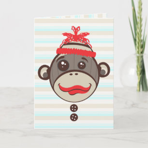 Crazy Pet Sock Monkey Bedankt Card