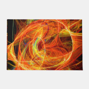 CRAZY PHOTON Abstract Oranje Gele Fractale Zwervel Deurmat