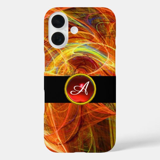 CRAZY PHOTON RED RUBY GEM STONE MONOGRAM Case-Mate iPhone CASE (Achterkant)
