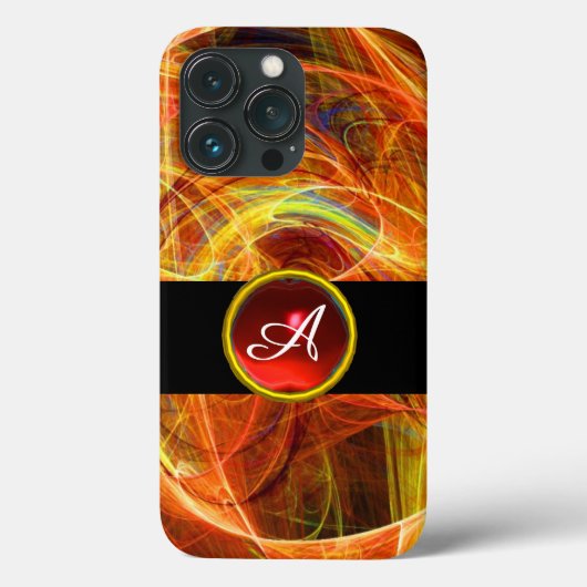 CRAZY PHOTON RED RUBY GEM STONE MONOGRAM Case-Mate iPhone CASE (Achterkant)