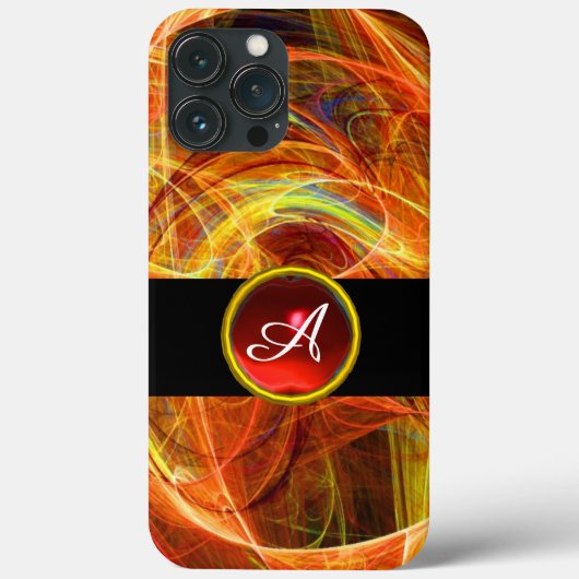 CRAZY PHOTON RED RUBY GEM STONE MONOGRAM Case-Mate iPhone CASE (Achterkant)