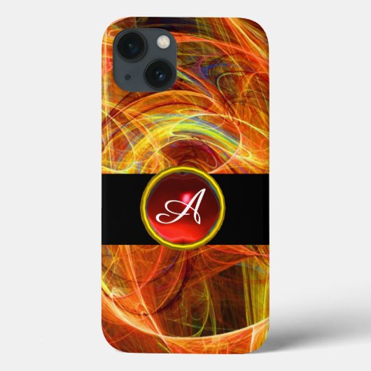 CRAZY PHOTON RED RUBY GEM STONE MONOGRAM Case-Mate iPhone CASE (Achterkant)
