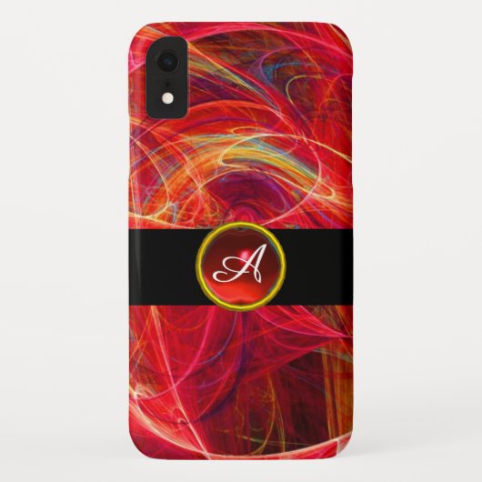 CRAZY PHOTON YELLOW RED RUBY GEM MONOGRAM Abstract Case-Mate iPhone Case (Achterkant)