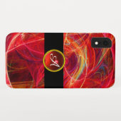 CRAZY PHOTON YELLOW RED RUBY GEM MONOGRAM Abstract Case-Mate iPhone Case (Achterkant (horizontaal))