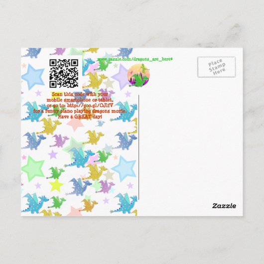 Crazy Piano Dragons zegt dat je een geweldige dag  Briefkaart (Achterkant)