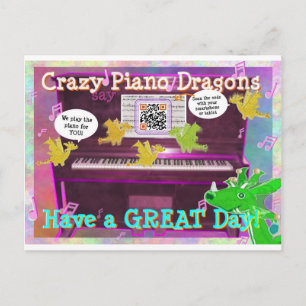 Crazy Piano Dragons zegt dat je een geweldige dag Briefkaart