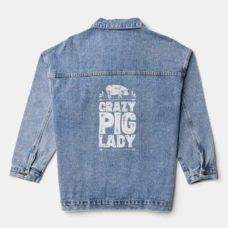 Crazy Pig Lady Farmer Boerderij Animal Women Girls Denim Jacket