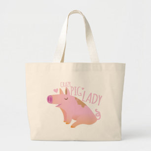 Crazy Pig Lady Grote Tote Bag