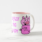 "Crazy Pig Lady" Roze Cartoon Varkensische Mok (Voorkant rechts)