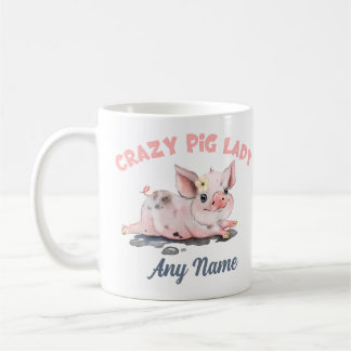 Crazy Pig Mok, Pig Lover Mok, Persoonlijke Gift Koffiemok