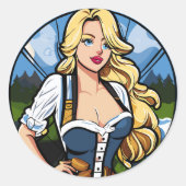 Crazy pinup fille Classic Round Stickers (Devant)