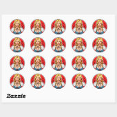 Crazy pinup fille Classic Round Stickers (Feuille)