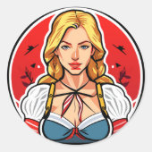 Crazy pinup fille Classic Round Stickers (Devant)