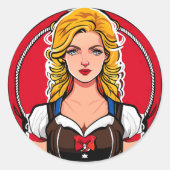 Crazy pinup fille Classic Round Stickers (Devant)