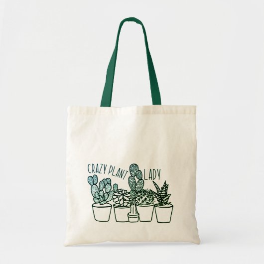 Crazy Plant Lady - Canvas Tas - Hunter Green (Voorkant)