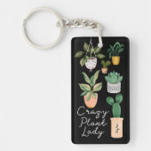 Crazy Plant Lady | Grafische Waterverf Potentiële Sleutelhanger (Voorkant)